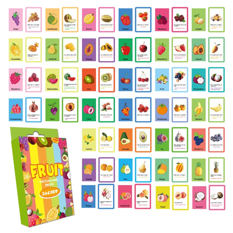 Capstro Kids Early Education Digital Flash Cards – Picture-Based Learning Card Set for Toddlers | Fruit Recognition, Visual Vocabulary & Screen-Free Educational – Fruits - Image 1